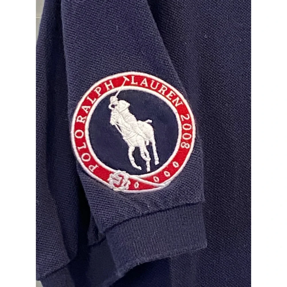 Polo Ralph Lauren Mens Beijing 2008 USA Olympic Team Polo Shirt Navy Blue Large